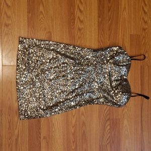 Gold sequin dress with straps